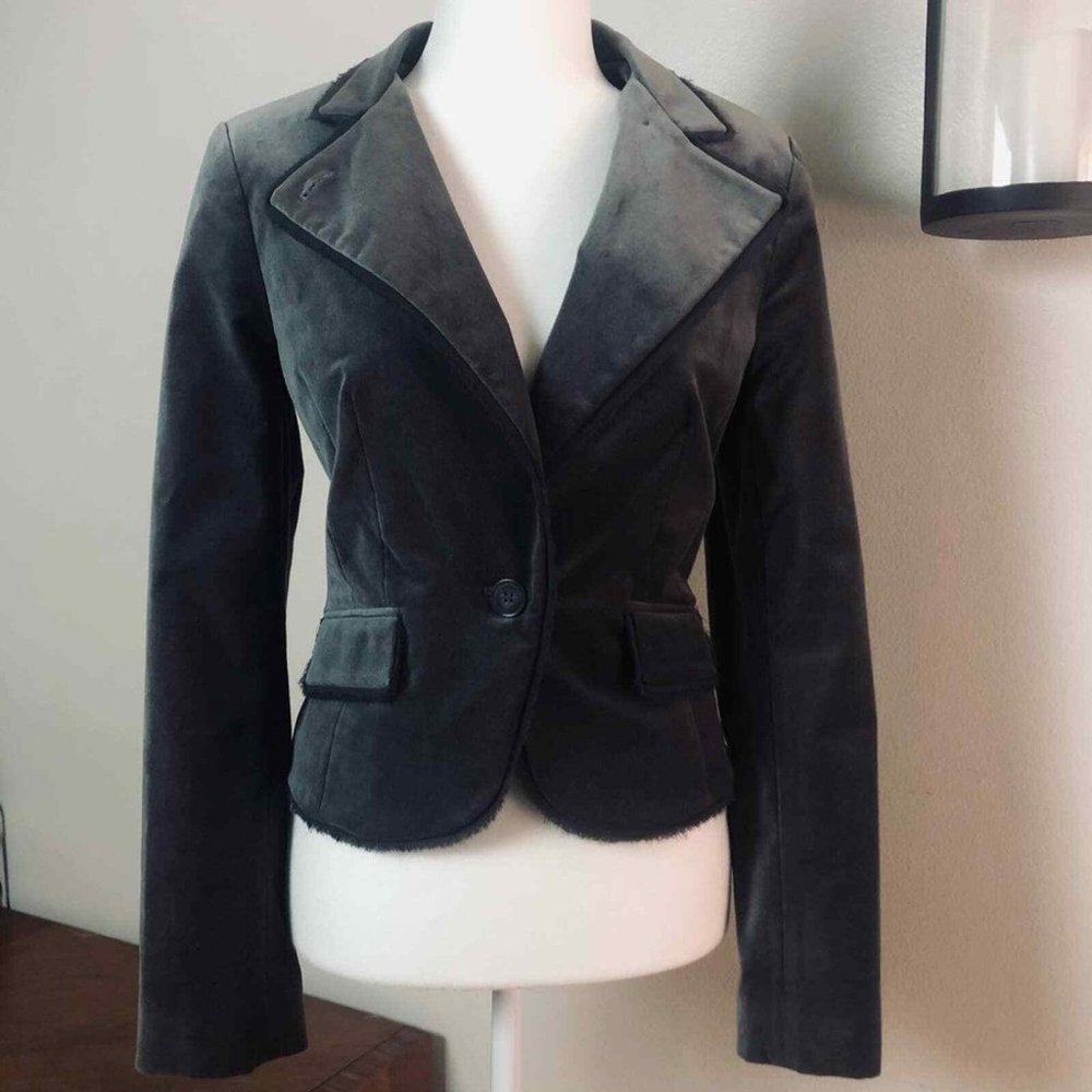 SHE SAID Gray Velvet Blazer Jacket Size 10